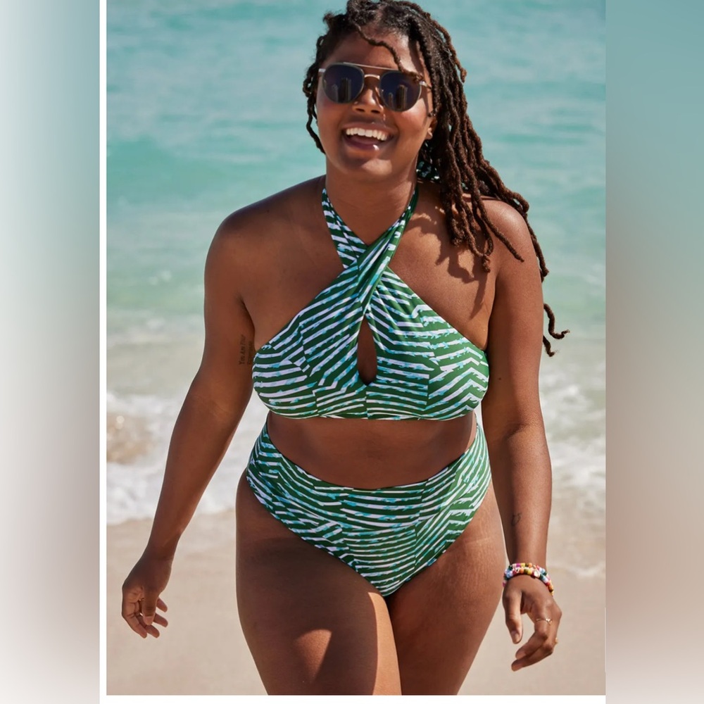 Aerie Crossover Keyhole Bikini High Cut Cheeky Bottoms size M/L